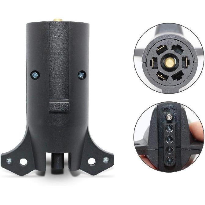 NEW SUN Ultimate Trailer Adapter, 7 Pin To 5 Pin RV Adapter, Connector For Trailers & RV Exterior Accessories, Round Plug 7 Way Blade Connector To 5