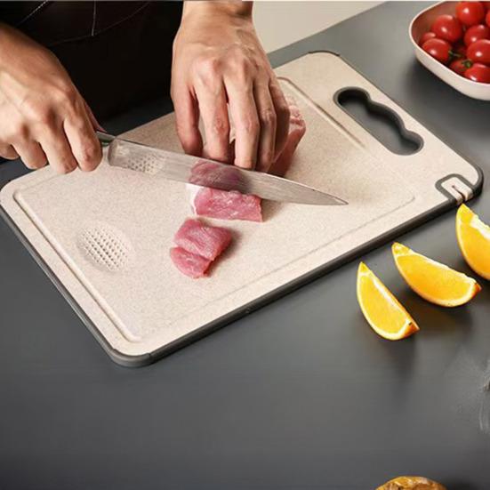 Double-Sided Cutting Board with Handle Stainless Steel Chopping Board for Meat Veggies Kitchen Gadgets