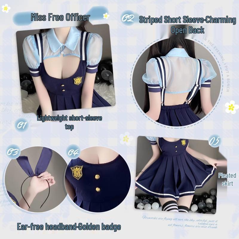 Pure Desire Sexy Lingerie: Pleated Suspender Skirt, Bunny Girl, Policewoman, and Student Uniform Set