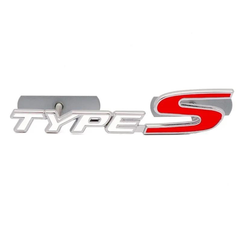 3D Metal Type S Front Grill Car Emblem Rear Trunk Badge Sticker Decal For Honda Civic Types CRV HRV Accord Fit Accessories