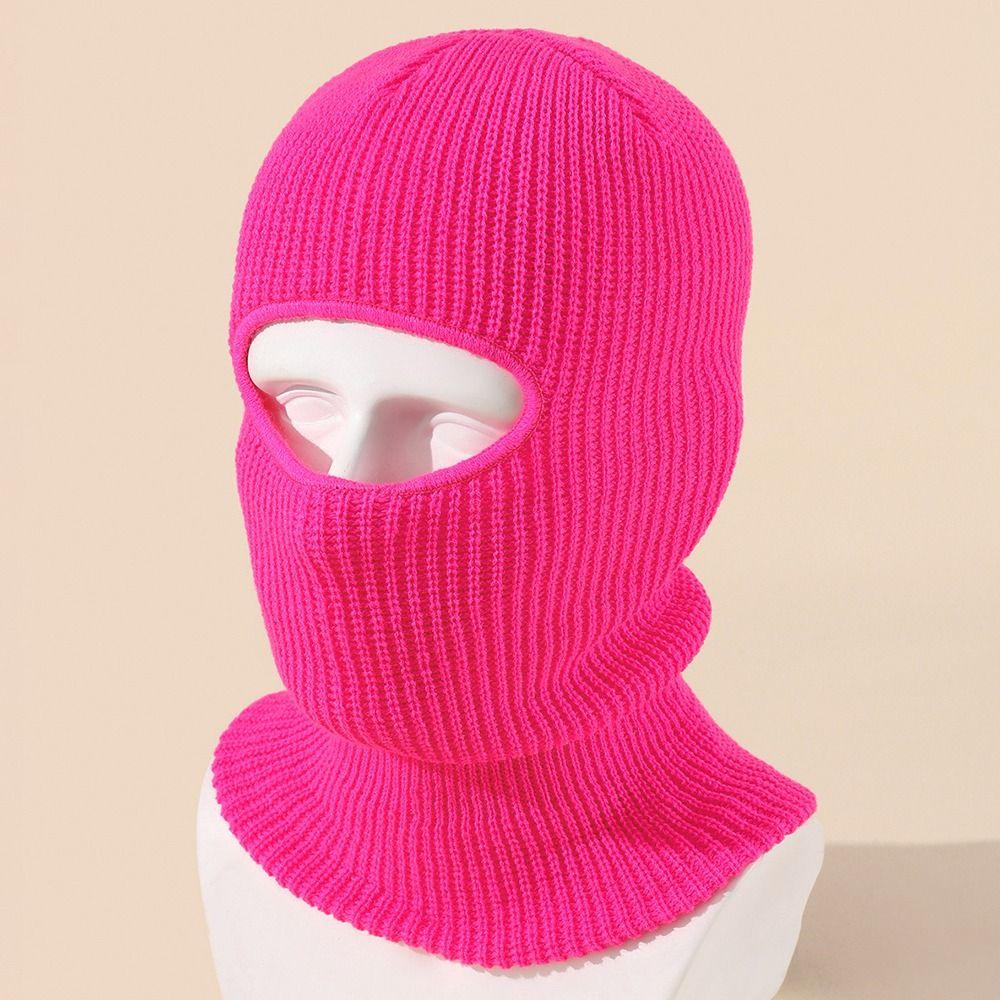 Balaclava Collar Hat 1-Hole Women Winter Cap Knitted Hats Men Beanies Hat Full Face Cover