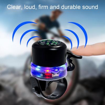 Elektrische Fahrradklingel mit Kompass RGB-Licht USB Wiederaufladbar MTB Rennrad Mountainbike Lenker Alarm Hupe Fahrradzubehör