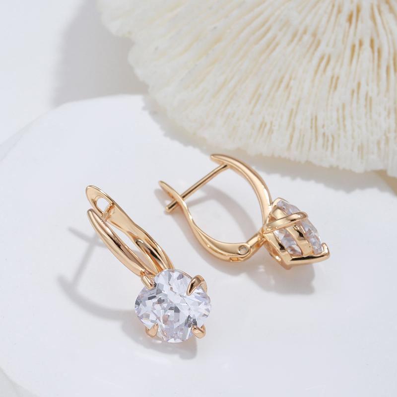 Kienl New Simple Square Natural Zircon Earring For Women  Rose Gold Color Vintage Big Drop Earring High Quality Daily Jewelry
