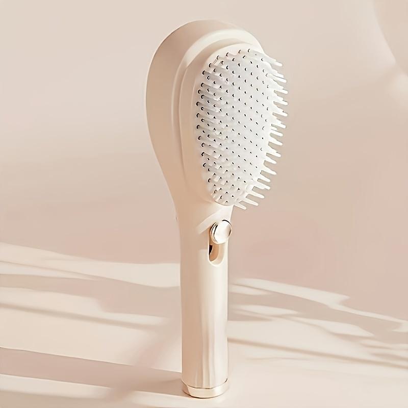 

Rotating Anti-Static Hair Brush Detachable Telescopic Styling Comb with Plastic Bristles for All Hair Types Travel Home Use Gift бежевый