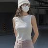 Johnature Simple Basic Racer-shaped Tank Tops Summer Shape Slim Fit Casual Solid Color Render Sleeveless Knitted Tops
