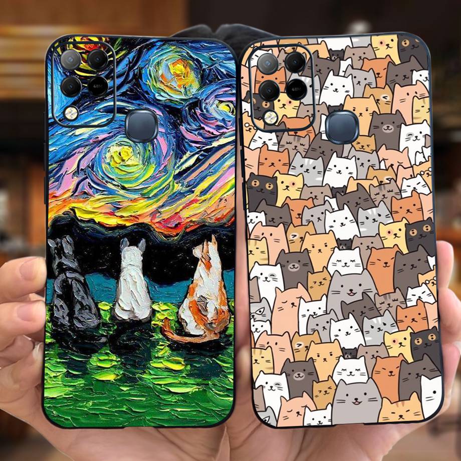Für Infinix X689F X689 Hülle Infinix Hot 11 G37 Hot 10S NFC 10T Coque Funda Weiches Silikon Kamera Geschützt Schwarze Katze Weltraummann