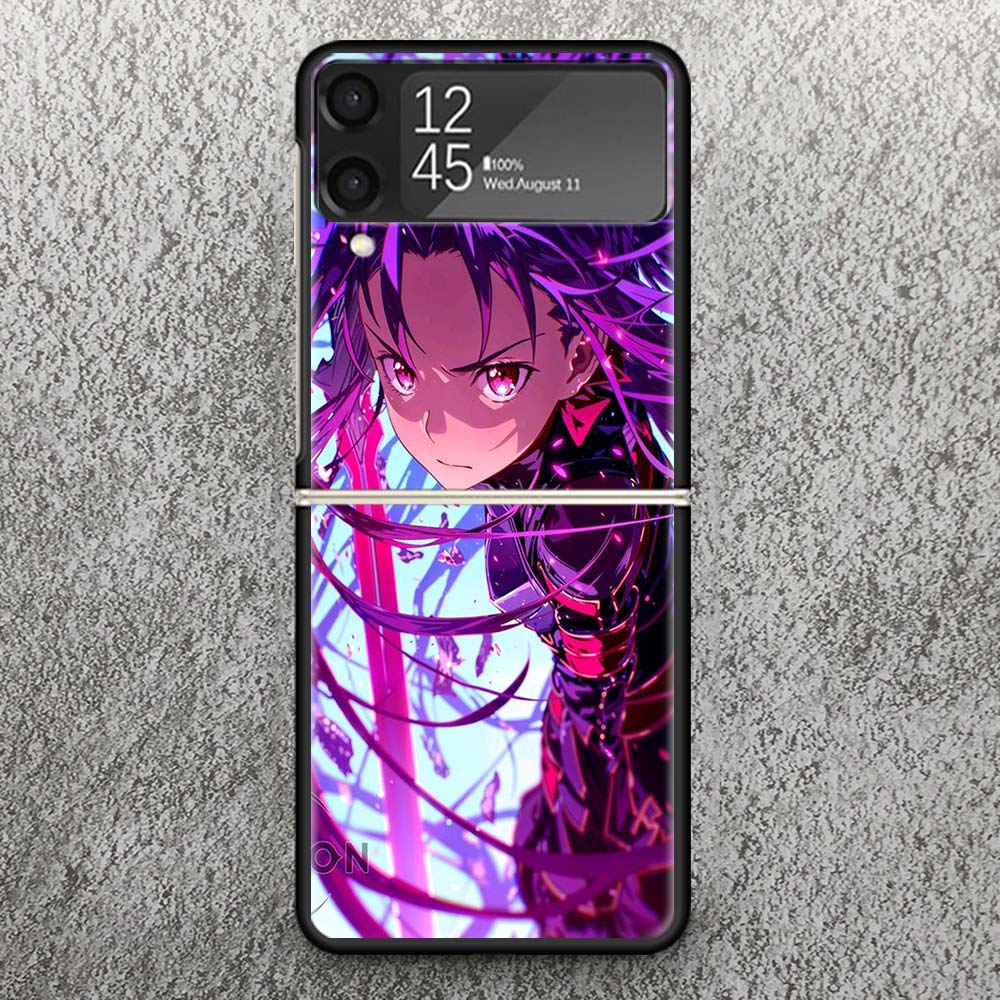 Anime Sword Art Online SAO Print Case For Samsung Galaxy Z Flip 3 4 5 6 7 5G Phone Shell Flip7 Flip6 Flip5 Flip4 Flip3 Pattern C