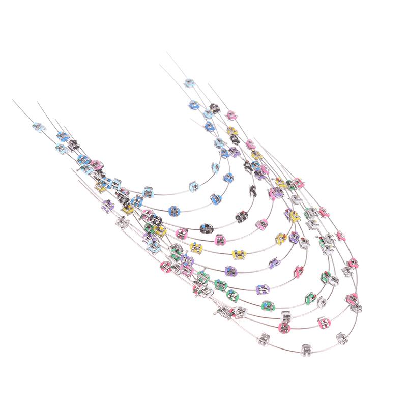 2Pcs Split Type Mini Colorful Brackets With Hook Dental Fake Braces Temporary Tooth Decoration Dental Tool