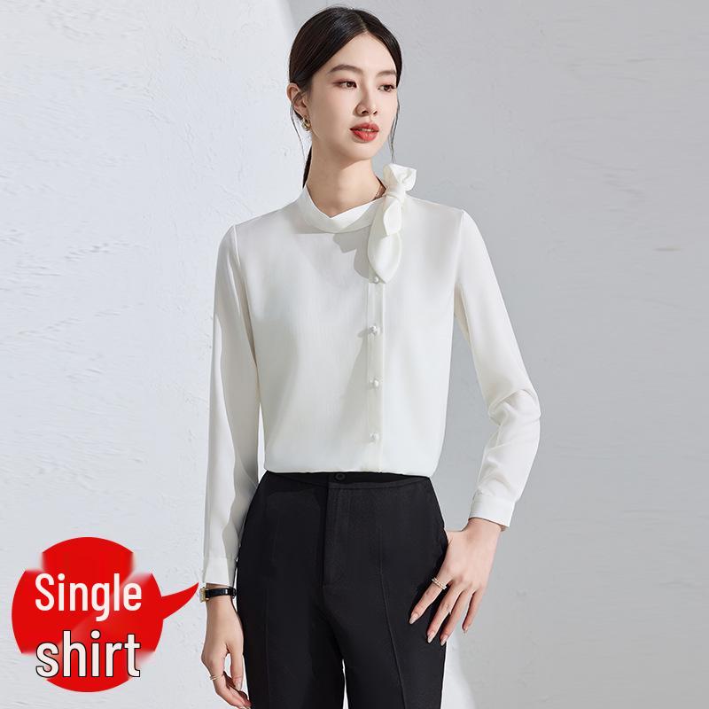 Women's 2024 Autumn Chiffon Long-Sleeve Professional Suit Shirt