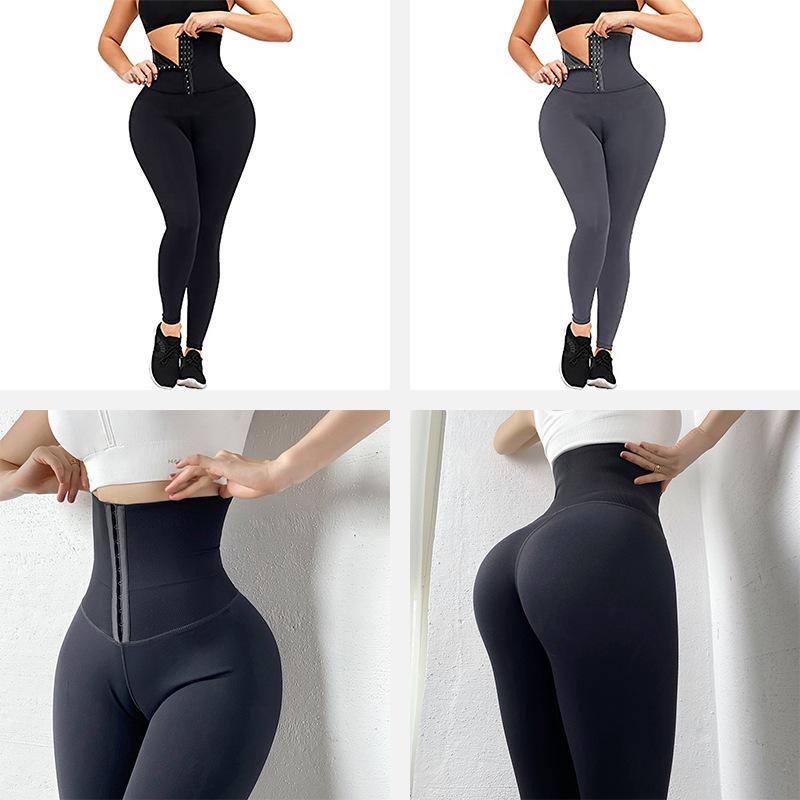 Fashion Casual Comfort Versatile Women's High-waisted Row of Buttons Thin Sexy Buttock Lifting Yoga Drawstring Pants Elastic Yoga Pants