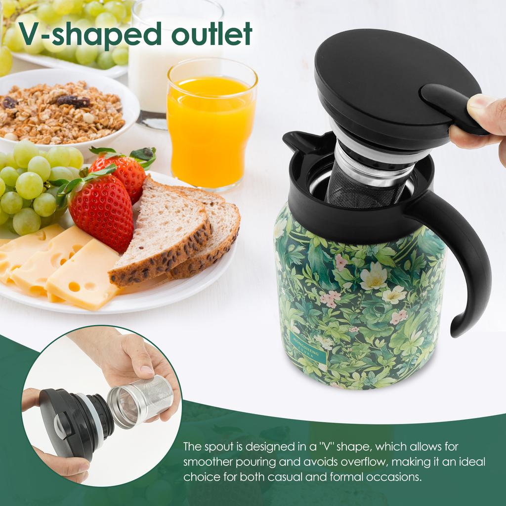 1000/800ML Tea Pot Stainless Steel Thermal Tea Kettle with Tea Strainer Built Infuser Brewer Teapot for Home Office Hot Kettle
