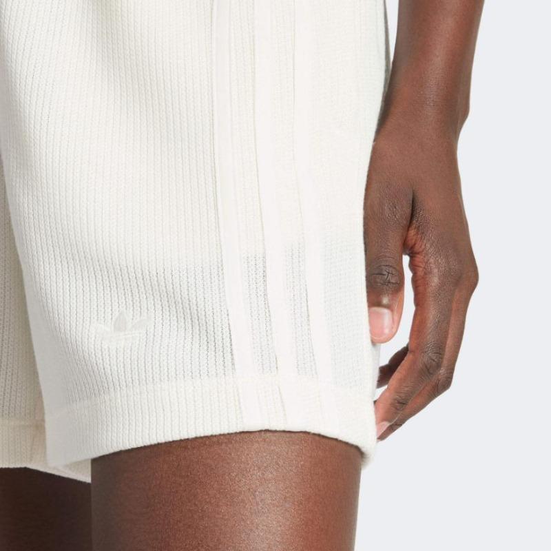 adidas Originals Solid Color Simple High Waist Lace Up Casual Shorts Women Shorts White IS2331