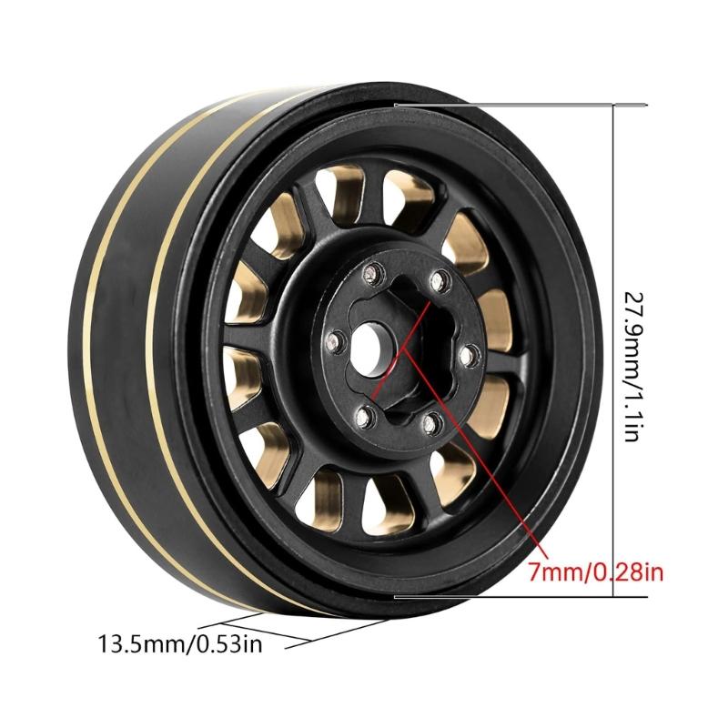 12-Spoke Wheels Brass Beadlock Rims Deadbolt- RC Crawler RC Car Upgrade Parts for 1/18 TRX4M 1/24 SCX24 Beadlock Wheel
