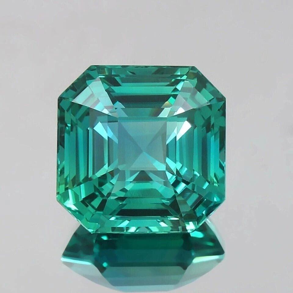 Natural Green Sapphire 10+ Ct Asscher Cut Certified Fabulous Loose Gemstone