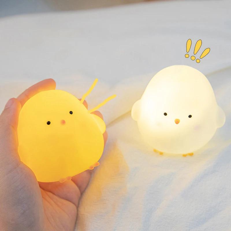 Cute Chick Night Light Soft Warm Glow Bedside Sleeping Lamp Lovely Cartoon Room Decor Perfect Birthday Christmas Holiday Gift