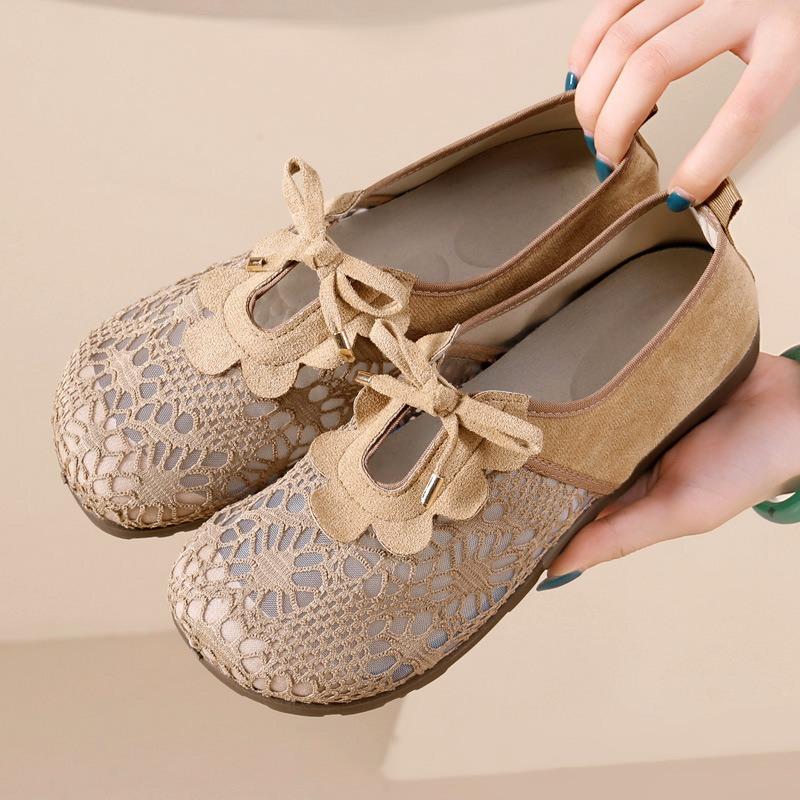 Shoes women's lazy shoes women's hollowed-out new round head breathable one-pedal women's shoes single shoes shallow mouth shoes