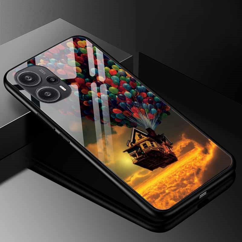 Tempered Glass Phone Case For Xiaomi Poco F5 5G F5Pro Cover Poco F5 Pro Redmi Note 12S 12C 12 4G Luxury Hard Back Bumper PocoF5