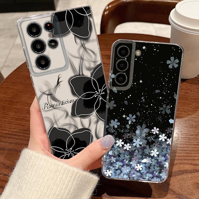 Cherry Blossom Pattern Phone Case For Samsung Galaxy S26 S25 S24 S23 Ultra S22 Plus S24 S21 FE S25 Edge Transparent Soft Cover