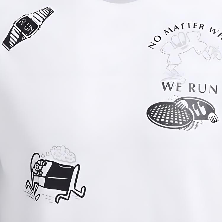 Under Armour Cartoon Letter Print Casual Round Neck Short Sleeve T-Shirt Men Tops White 1383414-100