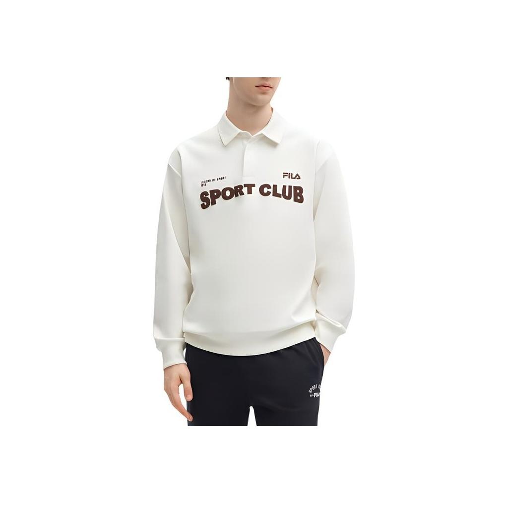 Fila Letter Print Casual Long Sleeve Polo Shirt Men Tops White F11M419207F-WT
