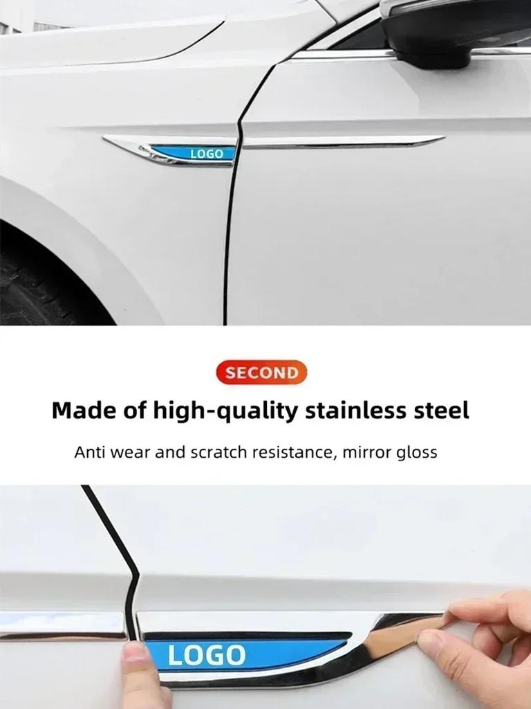 2Pcs Car Chrome Modified Car Body Side Doors Blade Car Stickers For Mercedes Benz S320 W164 W203 W204 W168 C180 E320 A200 CLA CL