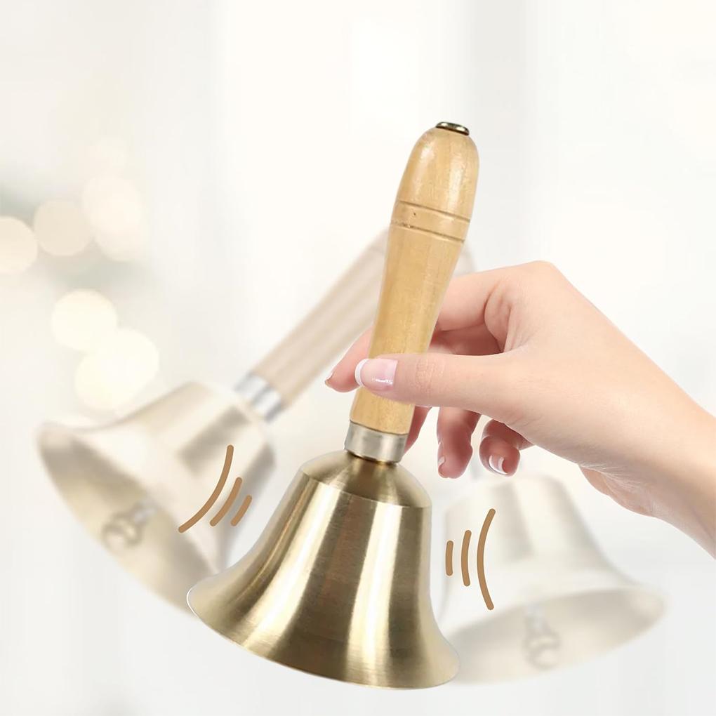 2025 Christmas Hand Bell Santa Claus Jingle Bells Gold School Handbell Restaurant Call Bell Service Supplies Xmas Decoration