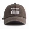 1pc KINDNESS Print Washed Baseball Cap for Adults,Minimalist Retro Style Casual Soft Adjustable Dad Hat, Perfect As Gift