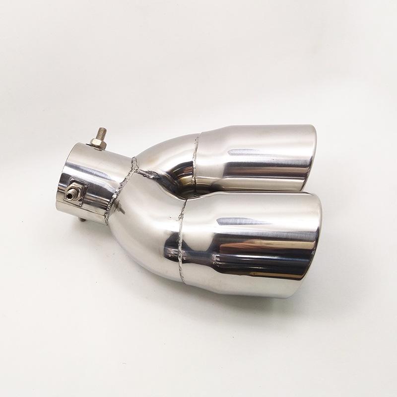 390 Dual-Outlet Stainless Tailpipe for CHR 18-20, Prius, IZOA, Escort - Curved Silver Design