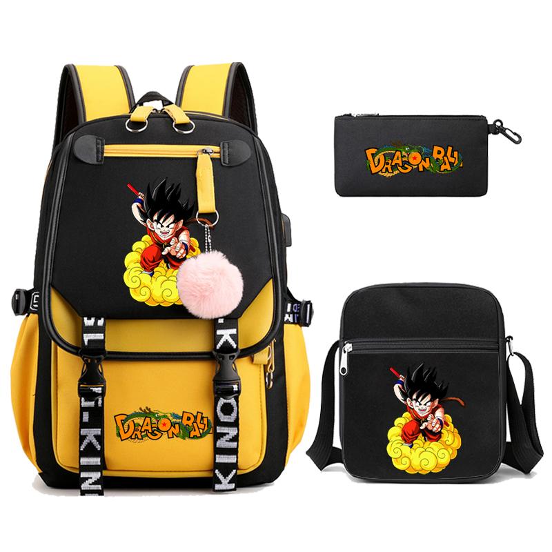 3Pcs/set Anime Dragon Ball Daily Laptop Backpack Lightweight bag for Men Women Travel Bag Student Girl Boy Back To School Unisex Bagpack Mochila