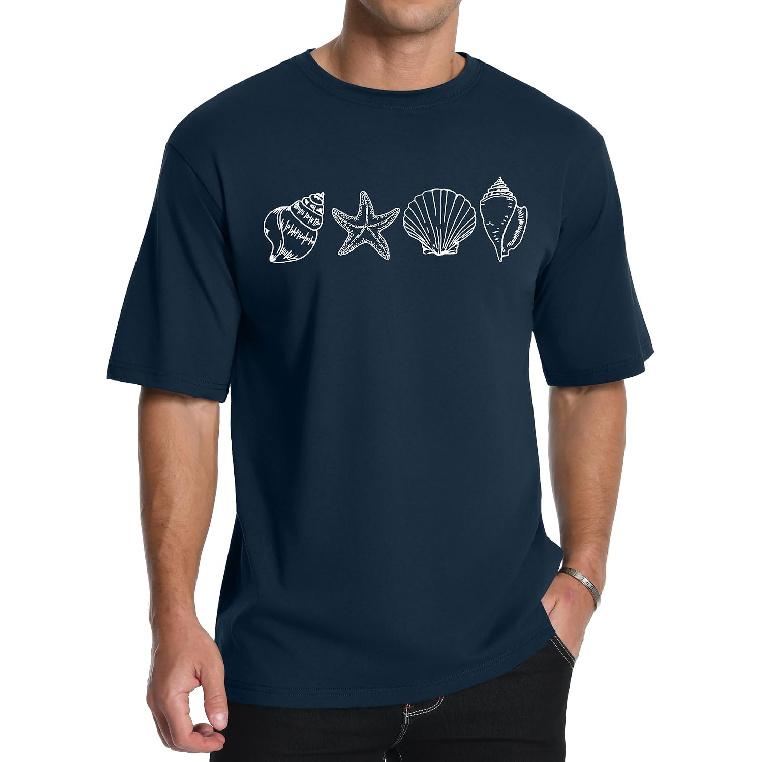 Aiyino Men's Seashell Beach Starfish Coastal 100% Cotton Graphic Tee