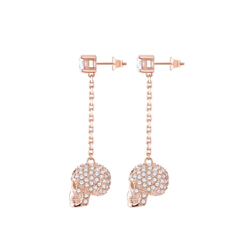 PLEIN Accessories Earrings Philipp Plein Jewelry SLIDING SKULL PJ3EA05EU SLIDING SKULL IP Rose Gold Crystal Drop Earrings Rose Gold Stainless Steel