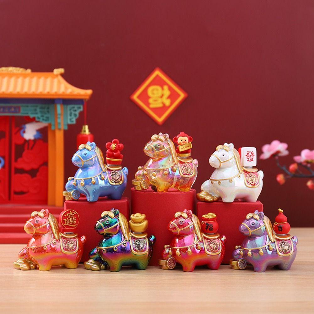 Horse Mascot Cartoon Horse Statue Kawaii Zodiac Horse Figurines Cute Pony Ornament  Home Decoration