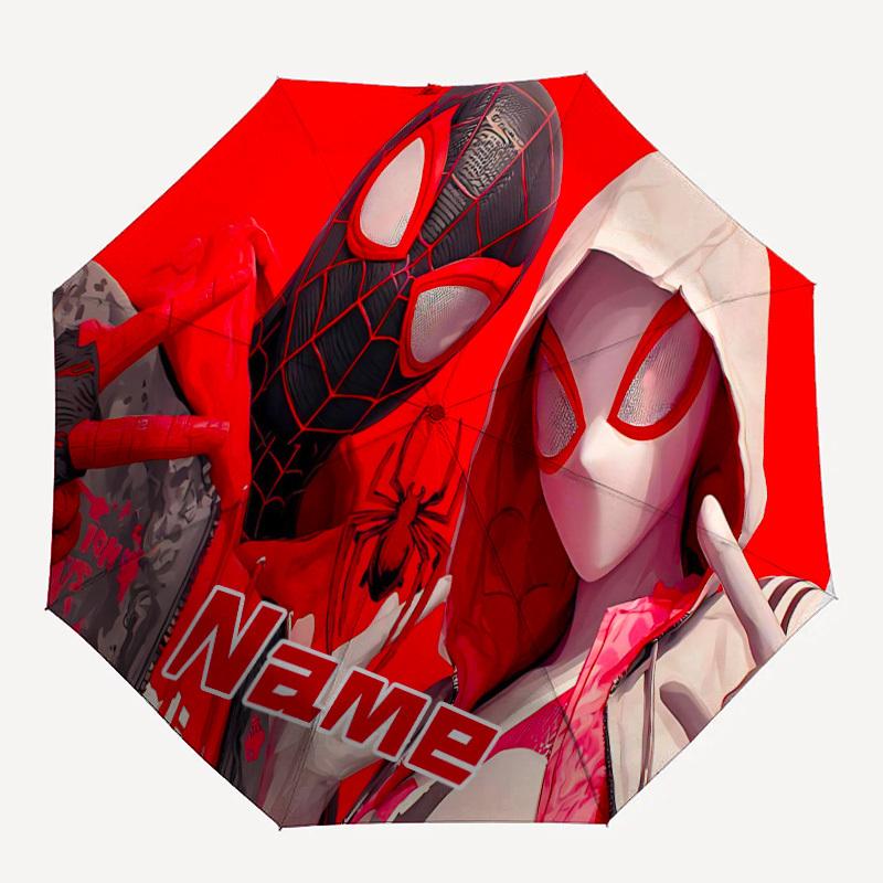 

1pc Spider-Man Custom Name Automatic Folding Umbrella - Compact 8-Rib Design, Durable Plastic & Iron, Daily Use 032