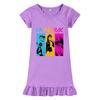 M1203 Kids Girls Kpop Rumi Zoey Mira Print Short Sleeves Ruffle Dress
