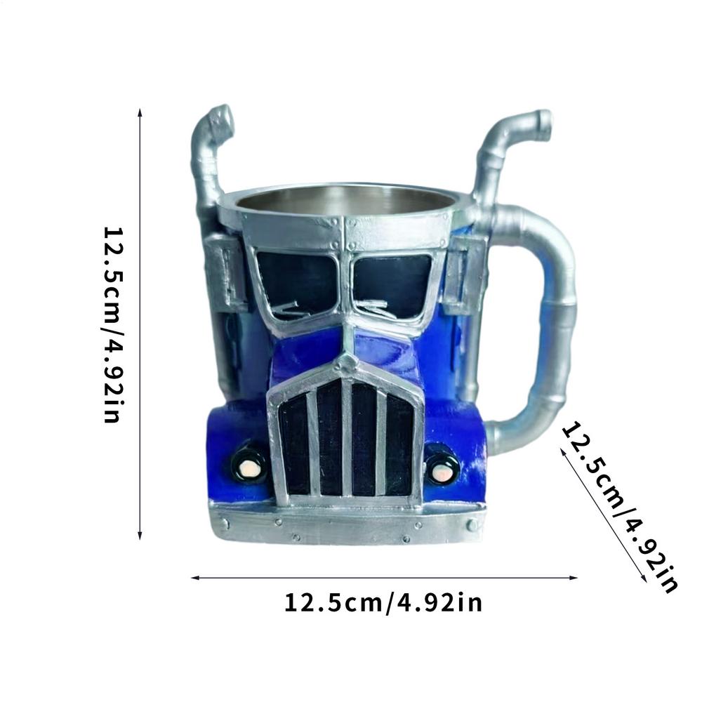 Truck Mug 420MLTruck Driver Mug Handcrafted Stainless Steel Resin Truck Coffee Mug Trailer Shaped Coffee Cup For Coffee