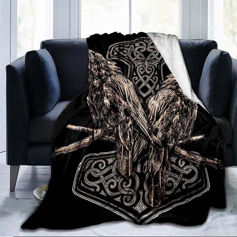 The Vikings Ancient Scandinavian Norse Runes Axes 3D Soft Throw Blanket Lightweight Flannel Warm Blanket for Bedroom Couch Sofa