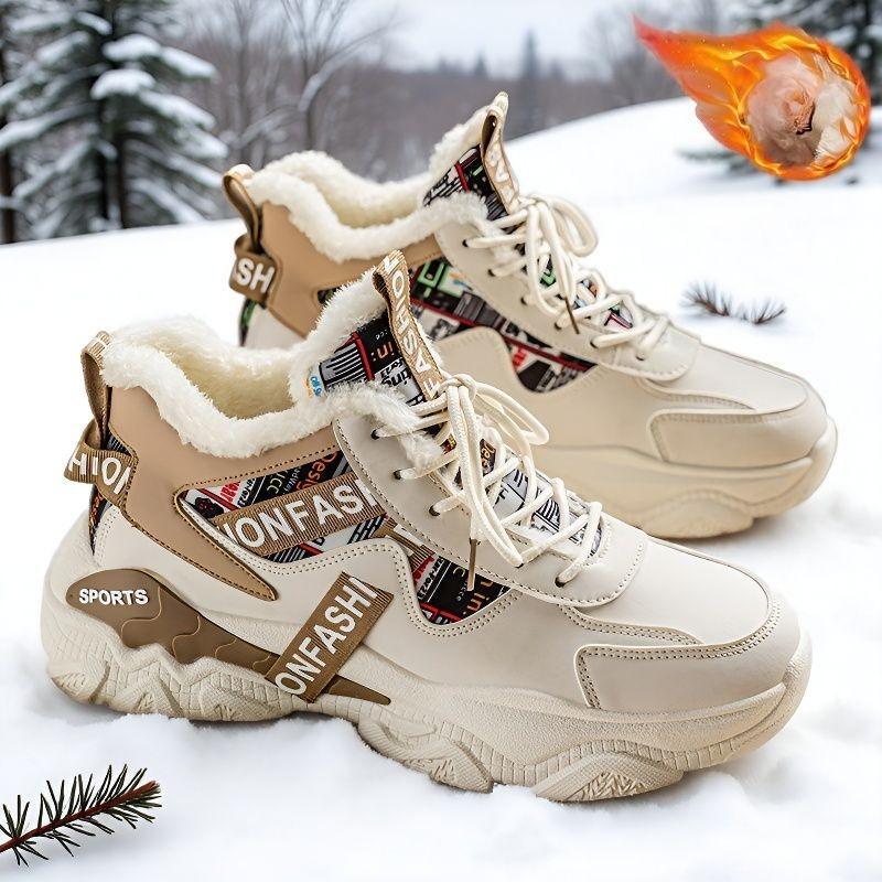 Men's Snow  Boots Winter Velvet High-top Sports Shoes Trendy Versatile Thick-soled Thickened Warm Dad Shoes