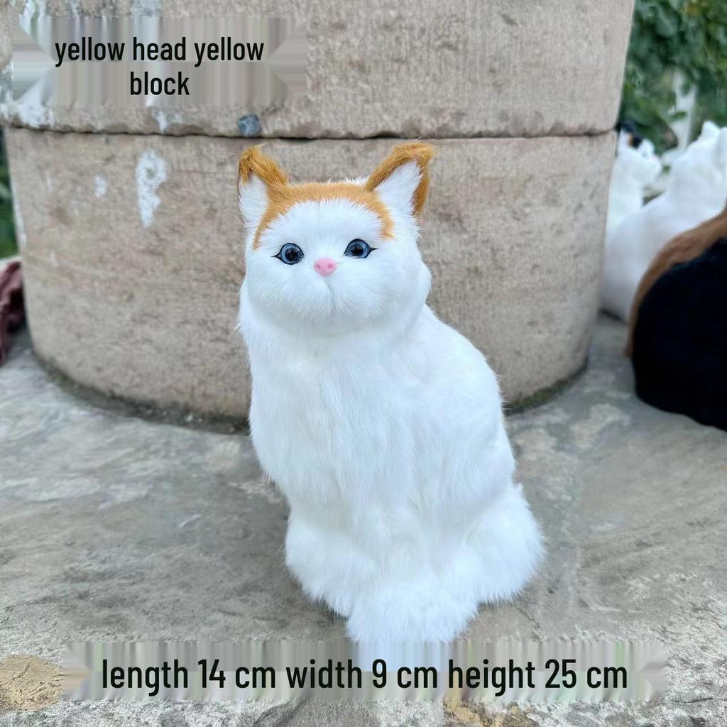 Simulated Kitten Squatting Cat Fur Craft, Zodiac Animal Figurine Toy for Dogs, Cats, and Rabbits.