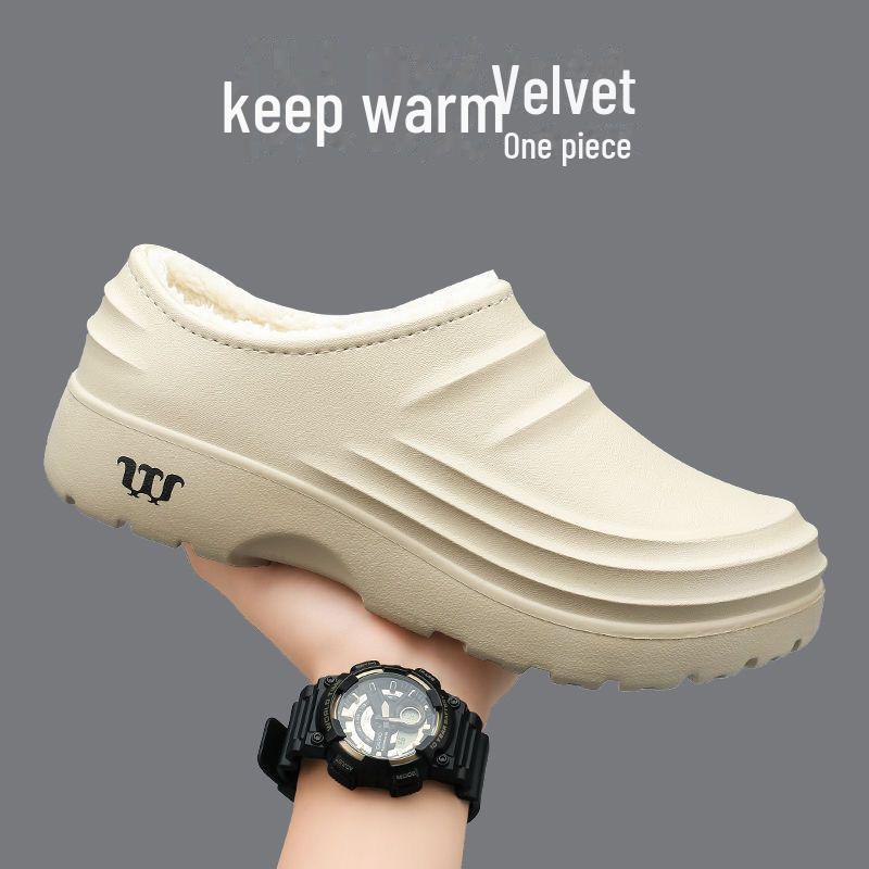 Pánské podzimní/zimní bavlněné pantofle: Plyšové, Teplé, Vodotěsné Kuchyňské Boty pro Muže a Ženy