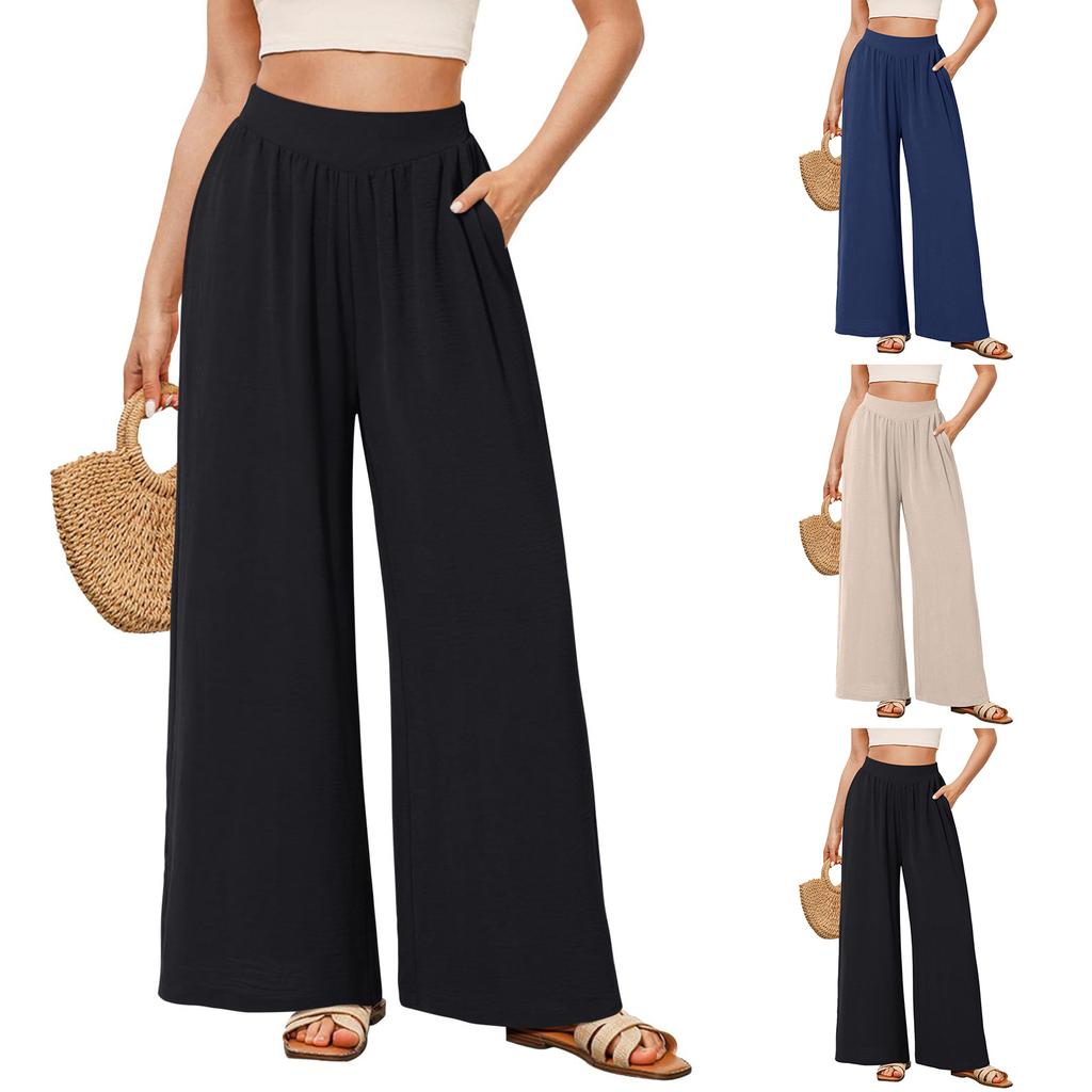 Women's Casual And Fashionable Color Loose Pants With Pocketes