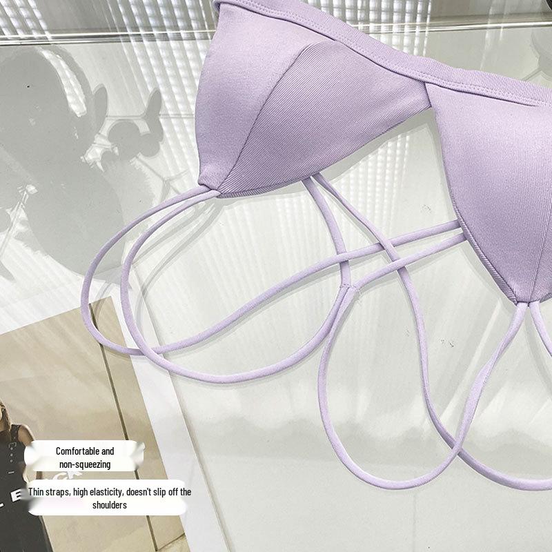 Summer Wire-Free Cotton Feel Triangle Bra - Breathable, Stylish Back Design for Women and Students