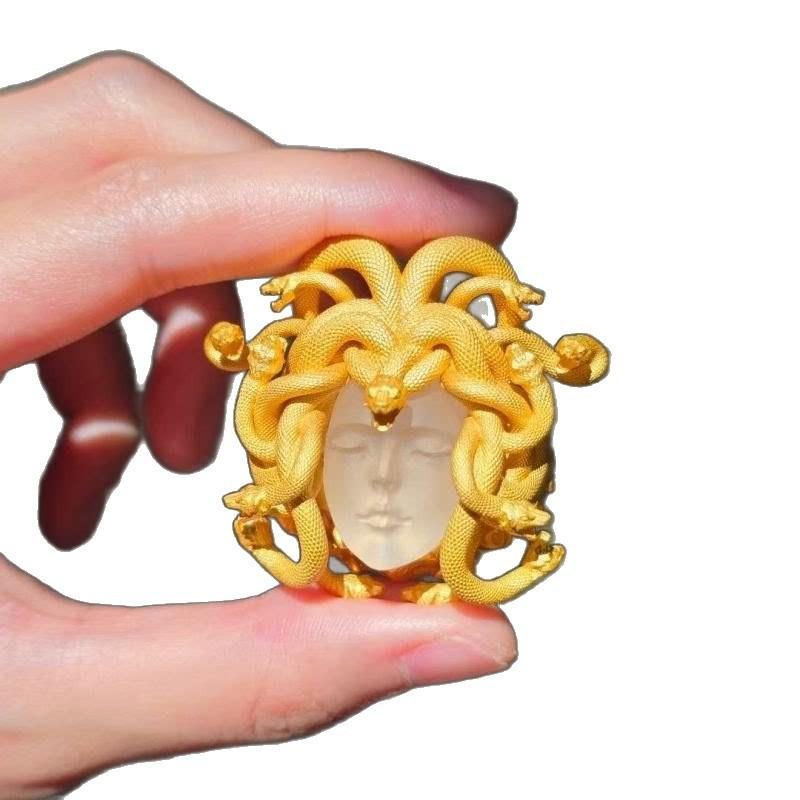 1Pcs Gold Adjustable Open Band Handmade Vintage Punk  Jewelry Accessory Unisex Gothic Greek Queen Snake Ring