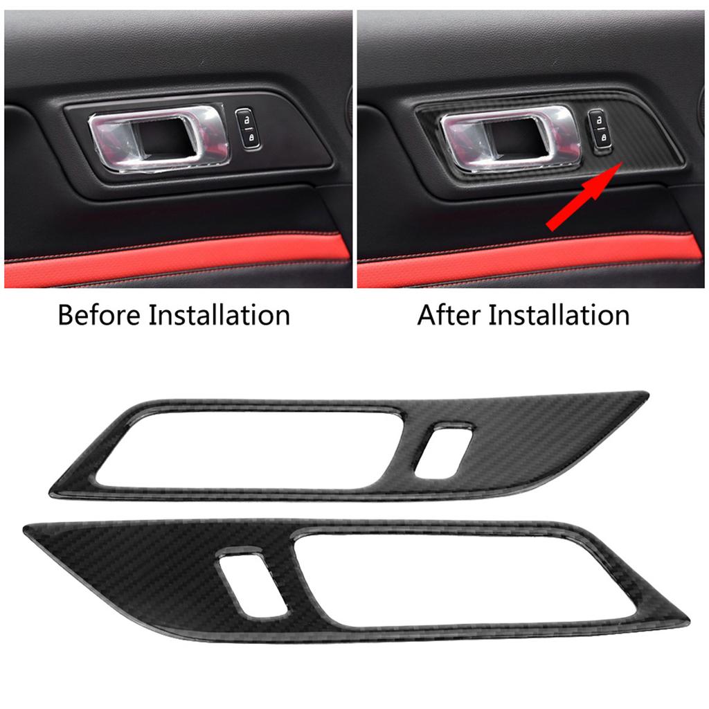 Carbon   Door Handle Bowl Cover Trim High Quality Scratch Resistant Car Interior Accessories for 2015 2017 Black 2pcs