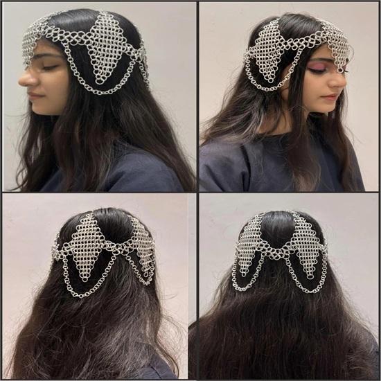 Aluminum Chainmail Top, Skirt Headdress: Renaissance Costume Set Birthday Gift
