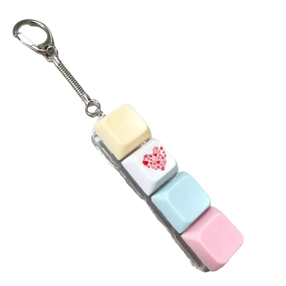 Relaxing 4 Keys Fidget Keychain Key Button Stress Relief Clicker Toy Pendant Keycap Pass The Time Finger Keyboard Cap for Adult