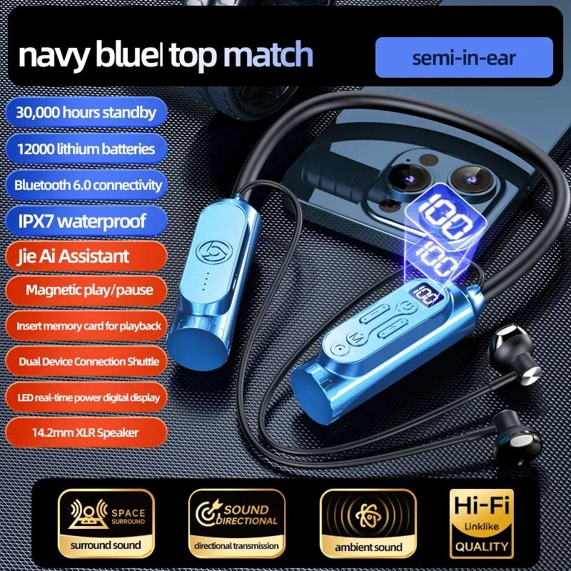 12000mAh 30000Stunden Wiedergabe Kabellose Bluetooth-Kopfhörer Magnetisches Sport-Lauf-Headset Nackenband Sport-Ohrhörer Geräuschunterdrückung