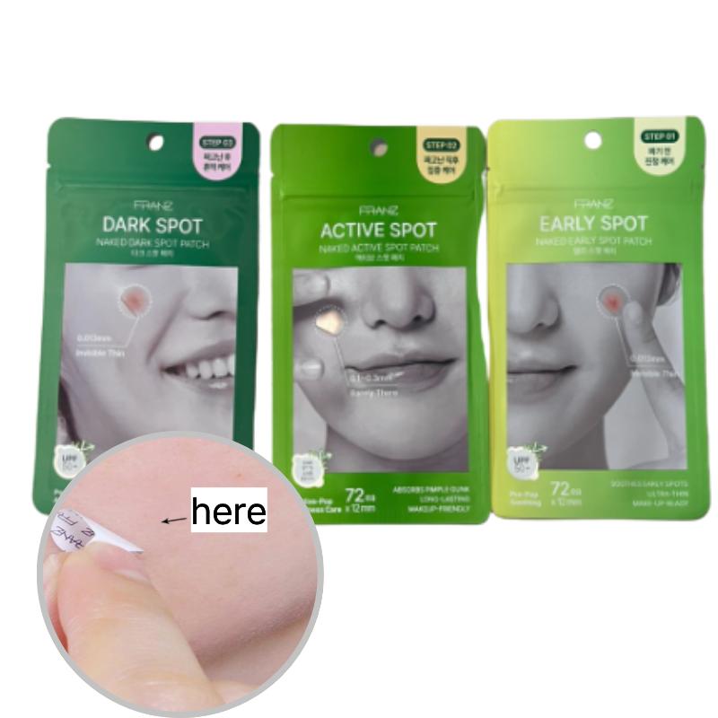 FRANZ Naked Spot Patch 72 Patches | Invisible Hydrocolloid Acne Patch Duo Early & Dark 72 Patches