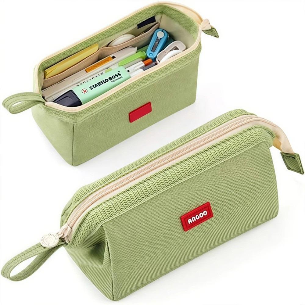 

Multilayer Pencil Case Solid Color Pen Pouch High Quality Pen Box Back To School зелений