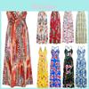 Elegant Women's Boho Long Maxi Dress With Floral Prints For Summer Parties And Beach Events