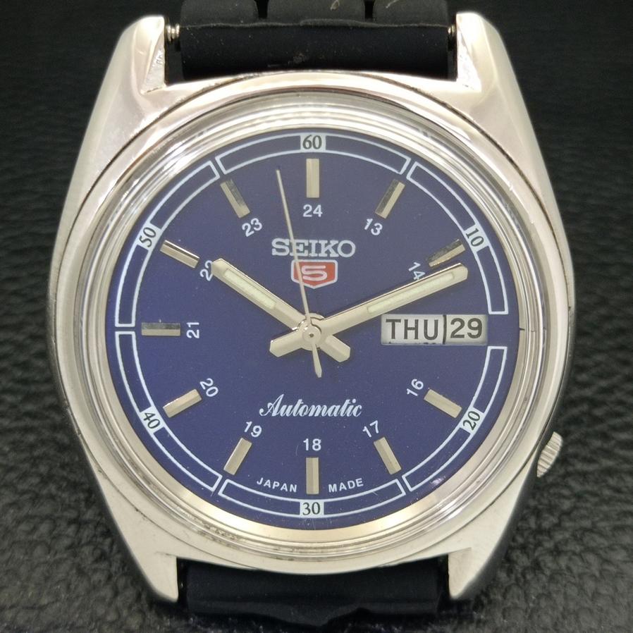 USED JAPAN SEIKO 5 AUTOMATIC 6119C MENS DAY/DATE BLUE DIAL WATCH A427851-2 R1054-a427851